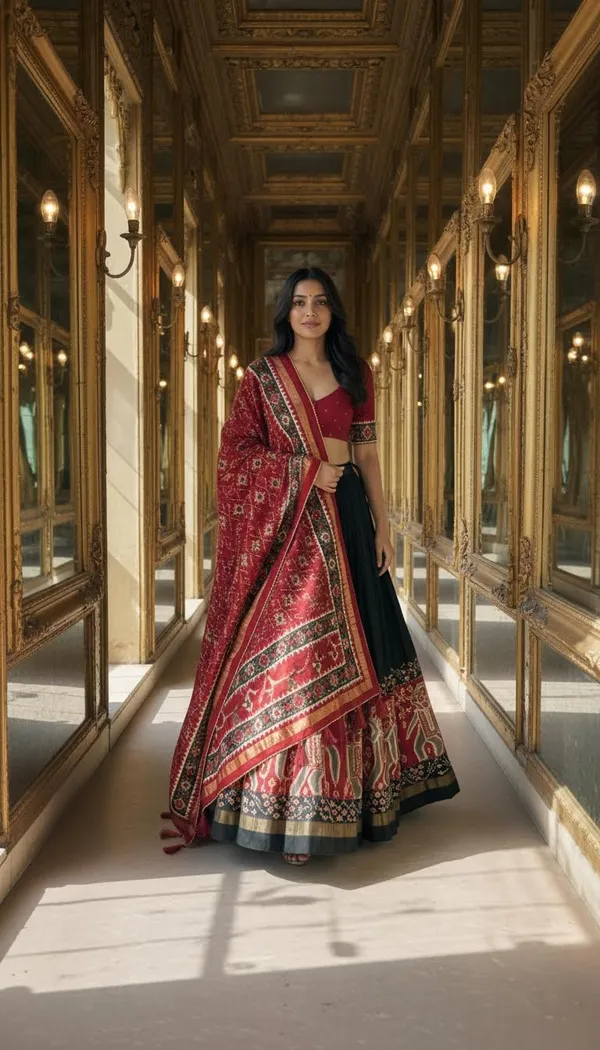 Black_Dola_Silk_Patola_Print_Lehenga_Choli_For_Women