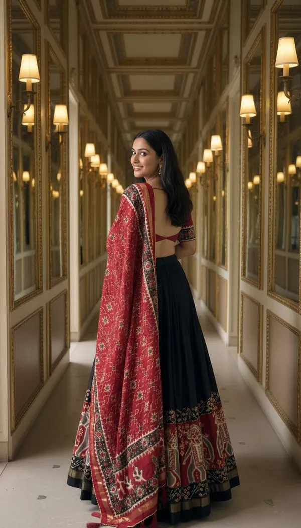 Black_Dola_Silk_Patola_Print_Lehenga_Choli_For_Women