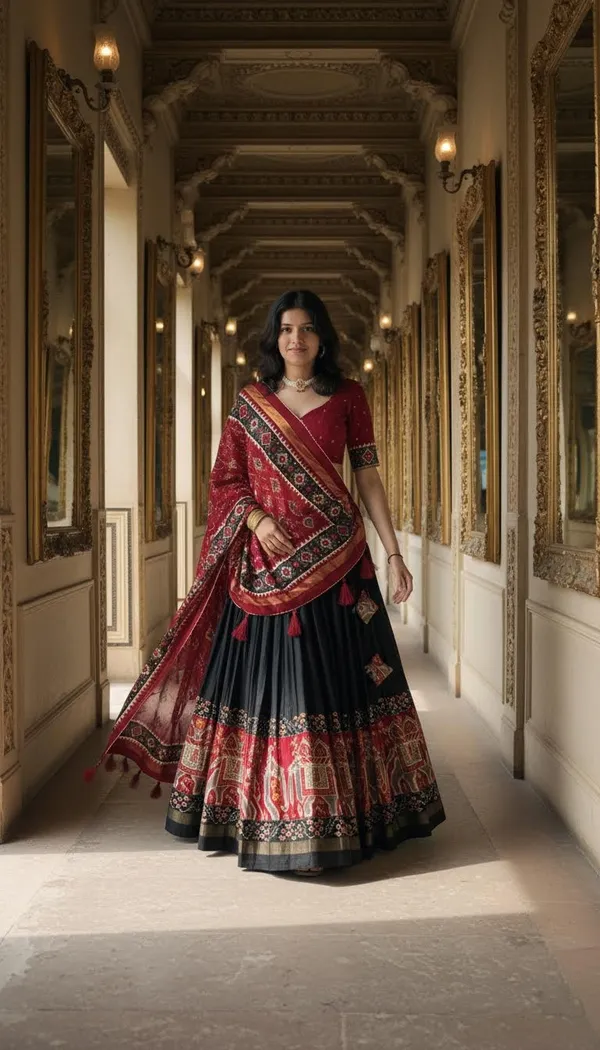 Black_Dola_Silk_Patola_Print_Lehenga_Choli_For_Women