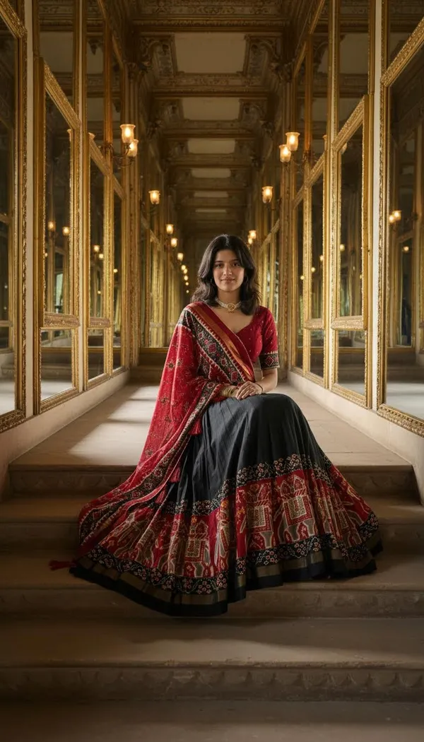 Black_Dola_Silk_Patola_Print_Lehenga_Choli_For_Women