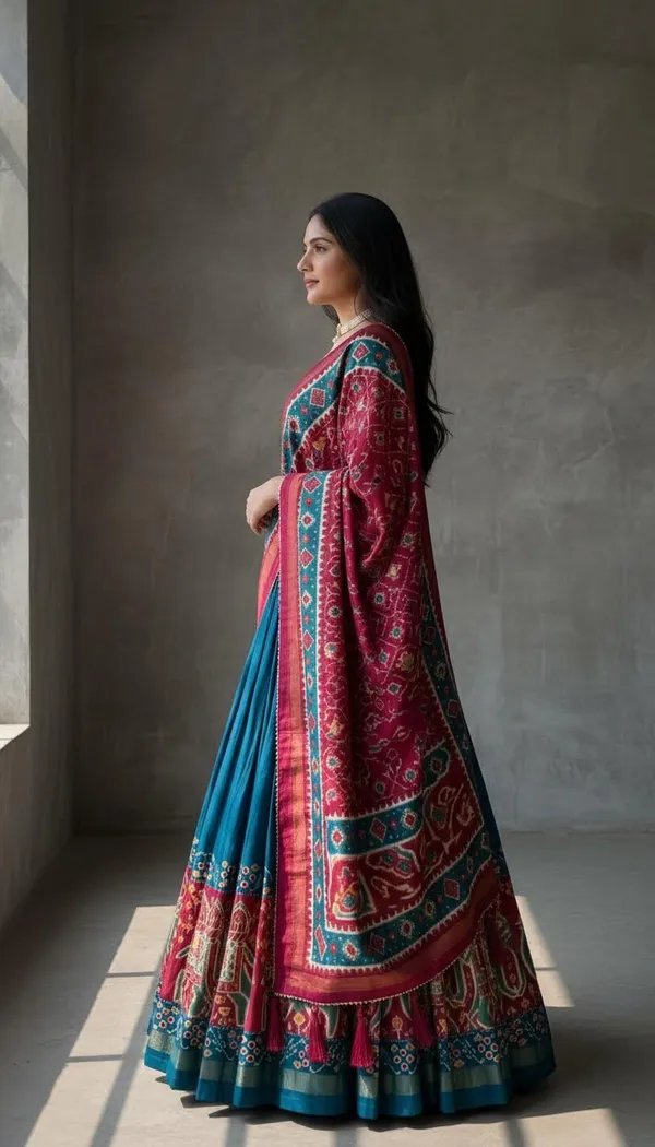 Firoji_Dola_Silk_Patola_Print_Lehenga_Choli_For_Women
