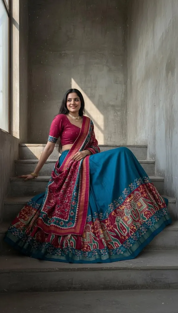 Firoji_Dola_Silk_Patola_Print_Lehenga_Choli_For_Women