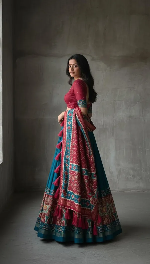 Firoji_Dola_Silk_Patola_Print_Lehenga_Choli_For_Women