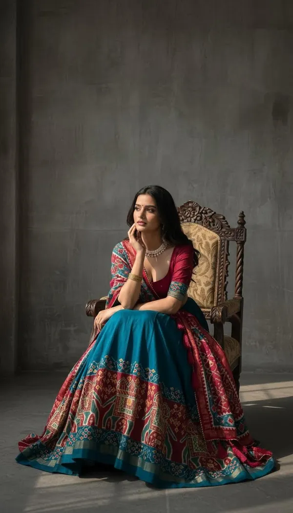 Firoji_Dola_Silk_Patola_Print_Lehenga_Choli_For_Women