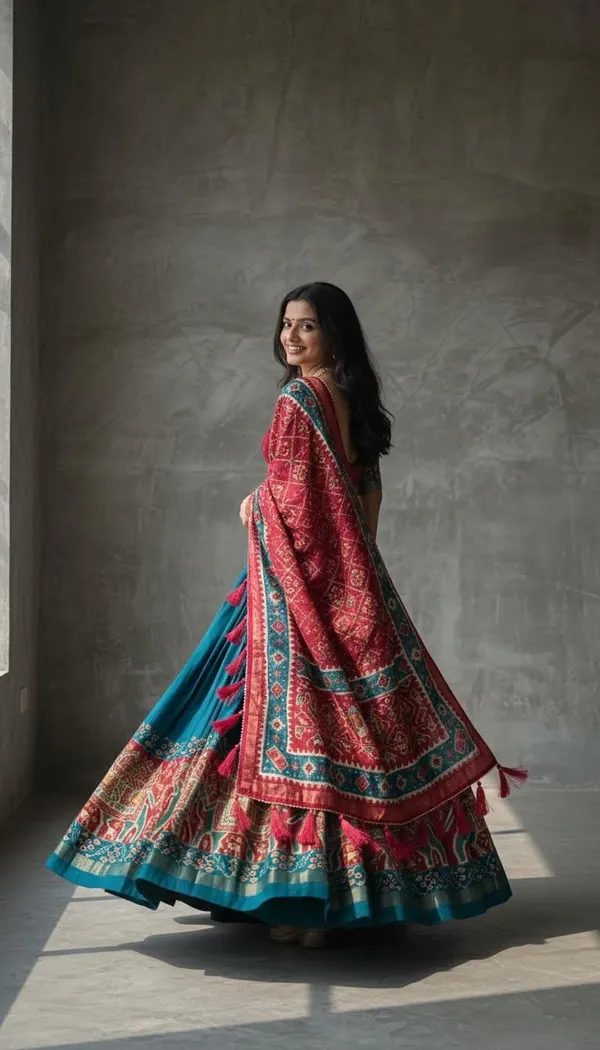 Firoji_Dola_Silk_Patola_Print_Lehenga_Choli_For_Women