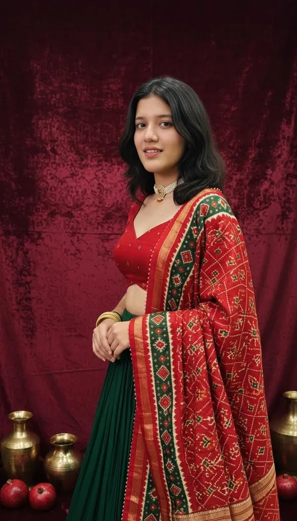 Green_Dola_Silk_Patola_Print_Lehenga_Choli_For_Women