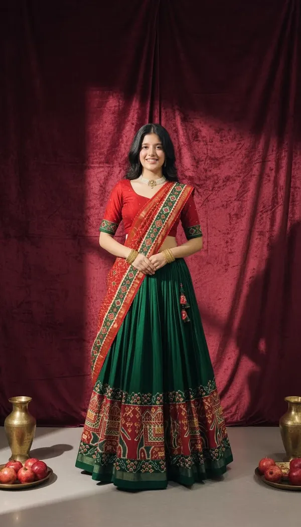 Green_Dola_Silk_Patola_Print_Lehenga_Choli_For_Women