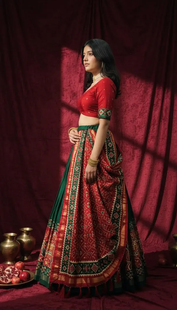 Green_Dola_Silk_Patola_Print_Lehenga_Choli_For_Women
