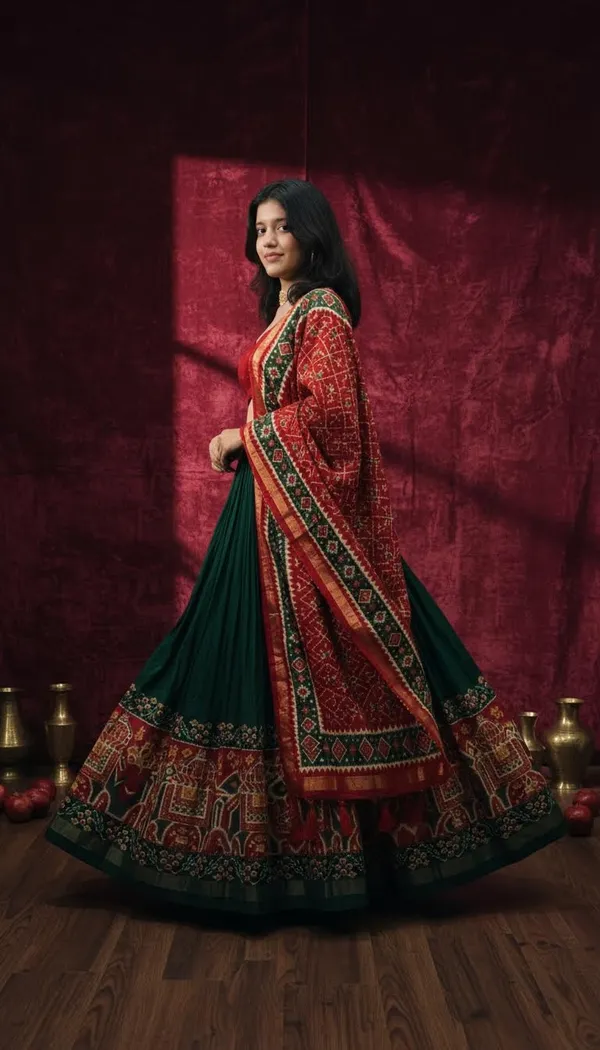 Green_Dola_Silk_Patola_Print_Lehenga_Choli_For_Women