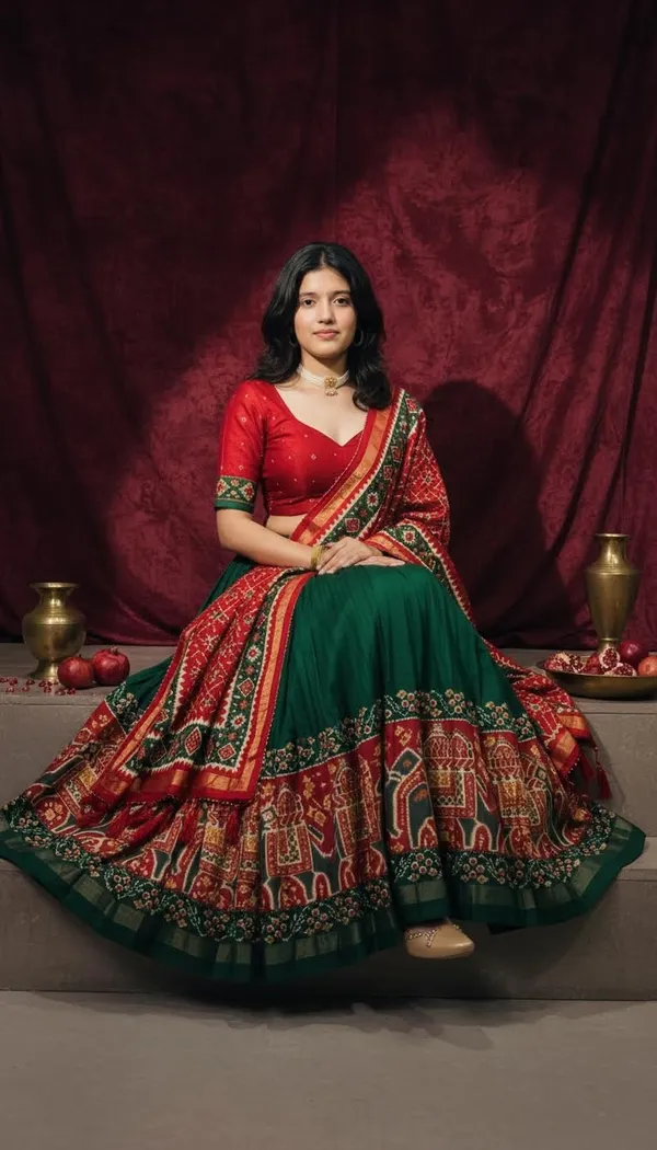 Green_Dola_Silk_Patola_Print_Lehenga_Choli_For_Women