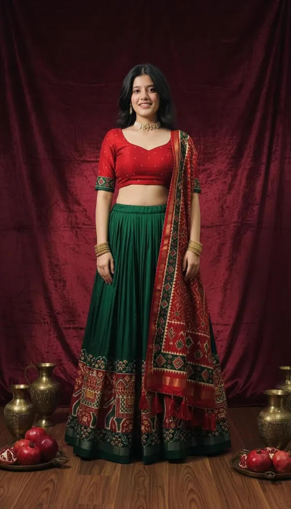 Green_Dola_Silk_Patola_Print_Lehenga_Choli_For_Women