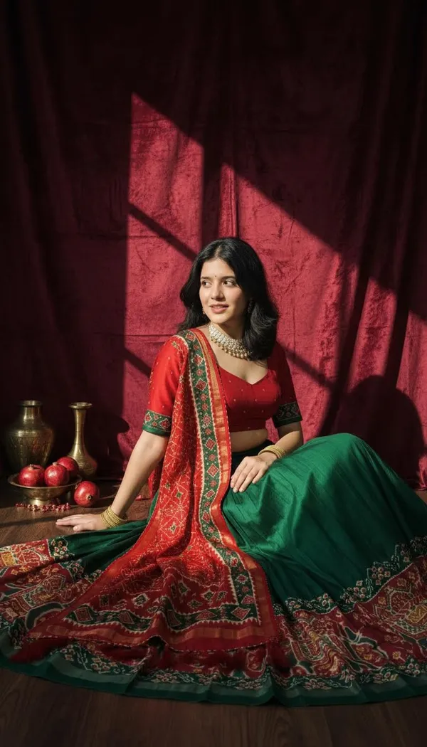 Green_Dola_Silk_Patola_Print_Lehenga_Choli_For_Women