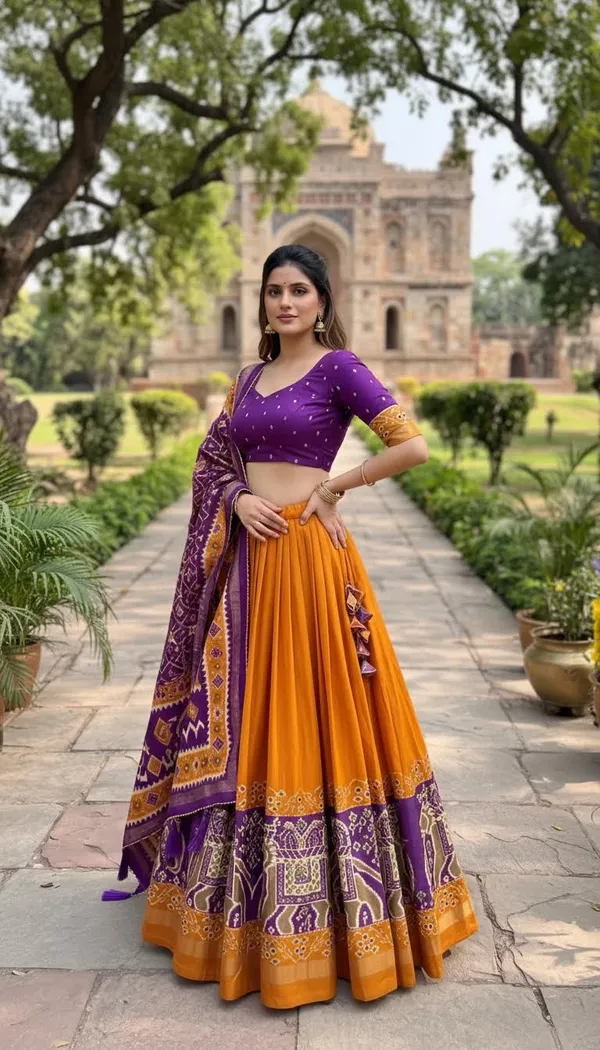 Yellow_Dola_Silk_Patola_Print_Lehenga_Choli_For_Women