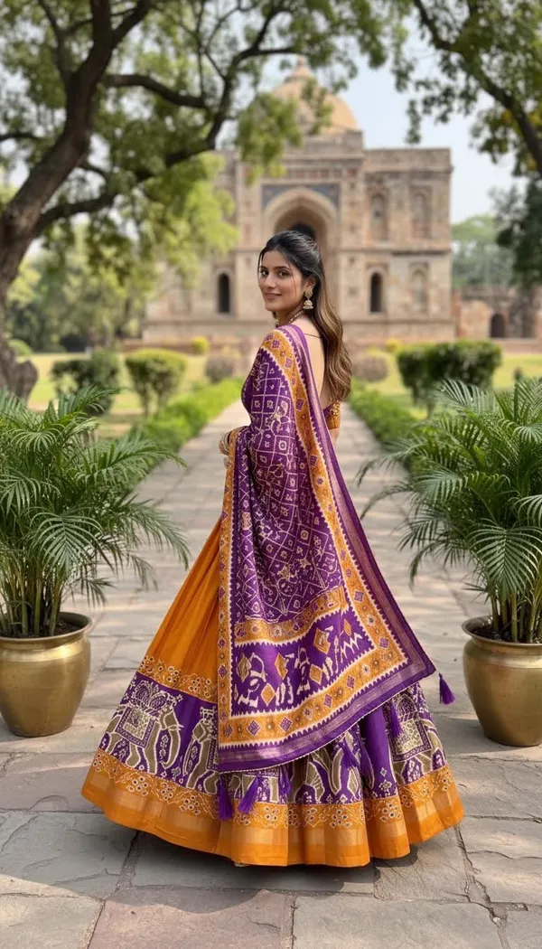 Yellow_Dola_Silk_Patola_Print_Lehenga_Choli_For_Women