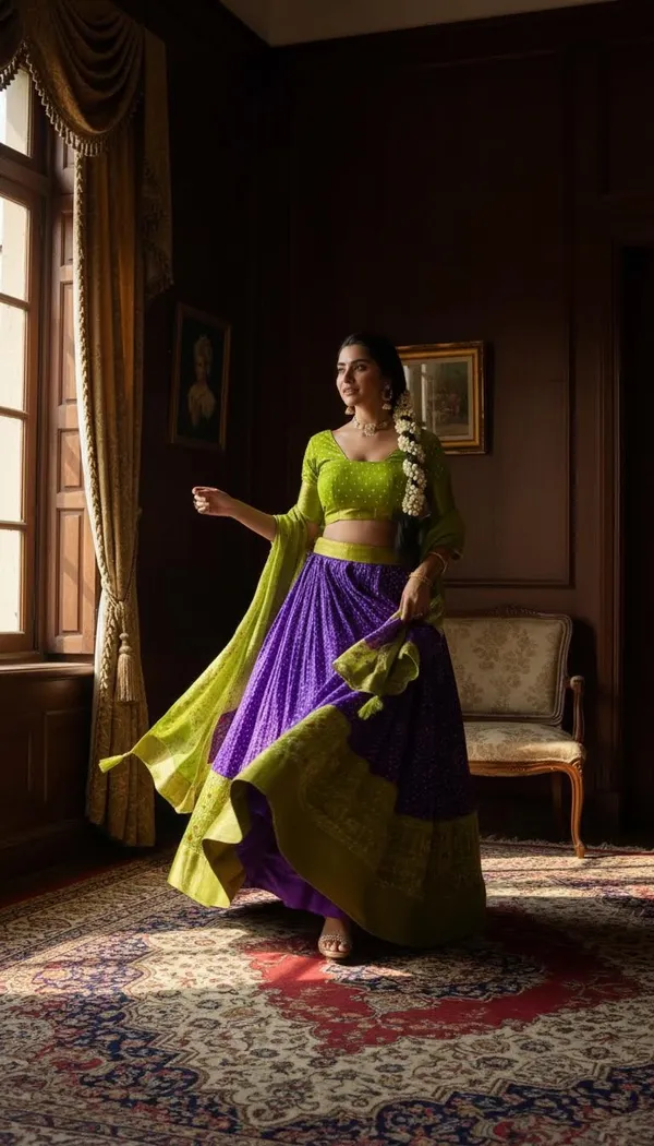 Blue_Lichi_Fabric_Jacquard_Jari_Print_Lehenga_Choli_For_Women