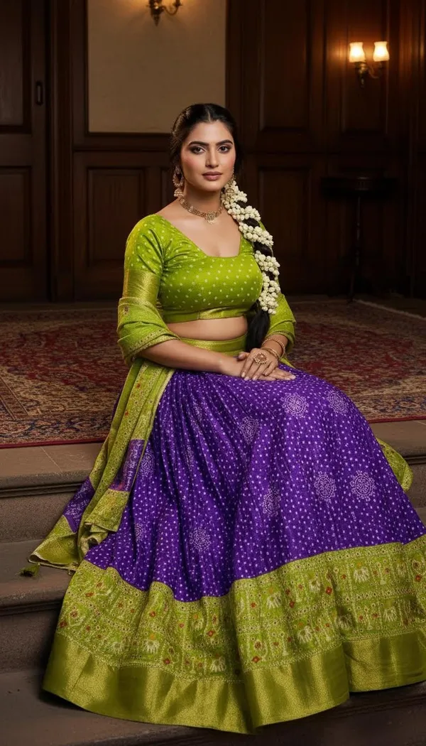 Blue_Lichi_Fabric_Jacquard_Jari_Print_Lehenga_Choli_For_Women