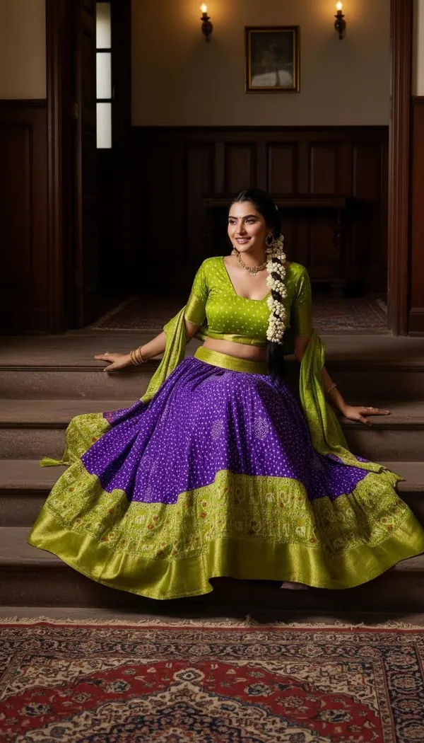 Blue_Lichi_Fabric_Jacquard_Jari_Print_Lehenga_Choli_For_Women
