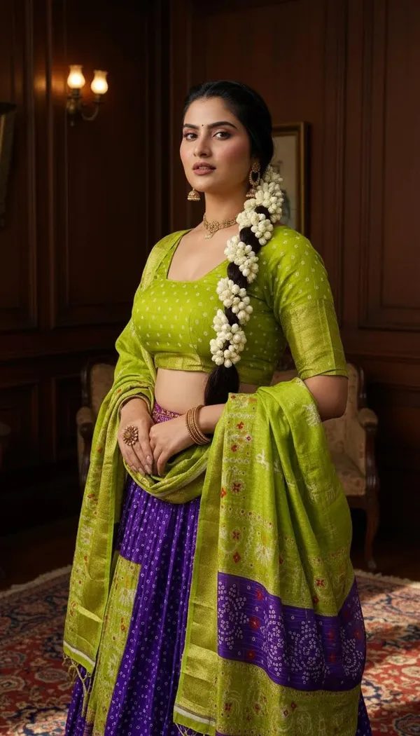 Blue_Lichi_Fabric_Jacquard_Jari_Print_Lehenga_Choli_For_Women