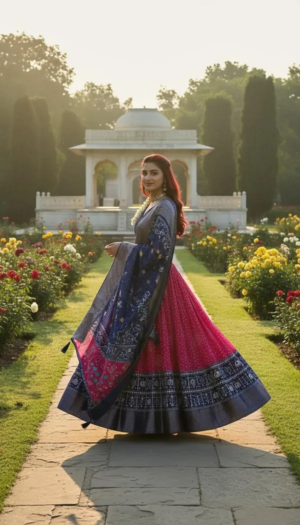 Pink_Lichi_Fabric_Jacquard_Jari_Print_Lehenga_Choli_For_Women