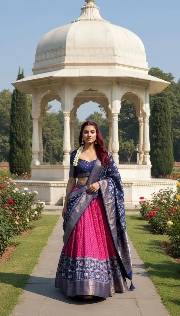Pink_Lichi_Fabric_Jacquard_Jari_Print_Lehenga_Choli_For_Women