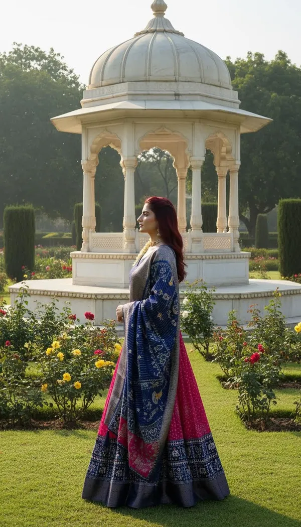 Pink_Lichi_Fabric_Jacquard_Jari_Print_Lehenga_Choli_For_Women