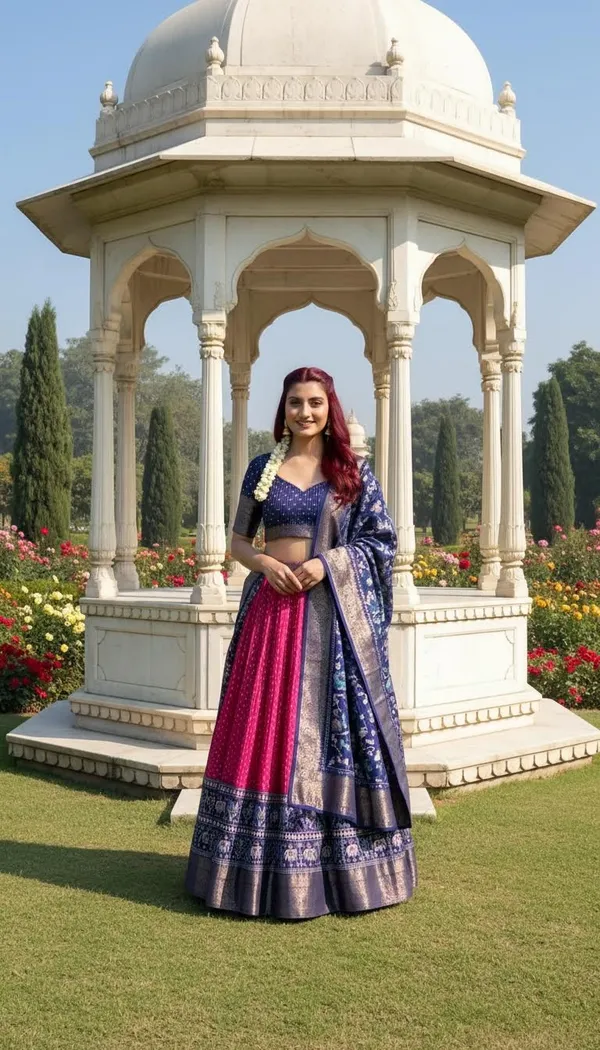 Pink_Lichi_Fabric_Jacquard_Jari_Print_Lehenga_Choli_For_Women