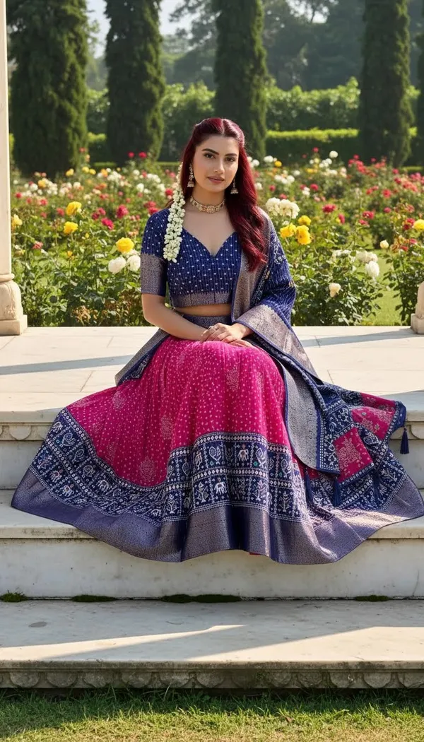 Pink_Lichi_Fabric_Jacquard_Jari_Print_Lehenga_Choli_For_Women