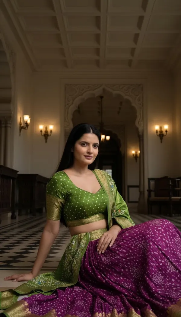 Wine_Lichi_Fabric_Jacquard_Jari_Print_Lehenga_Choli_For_Women