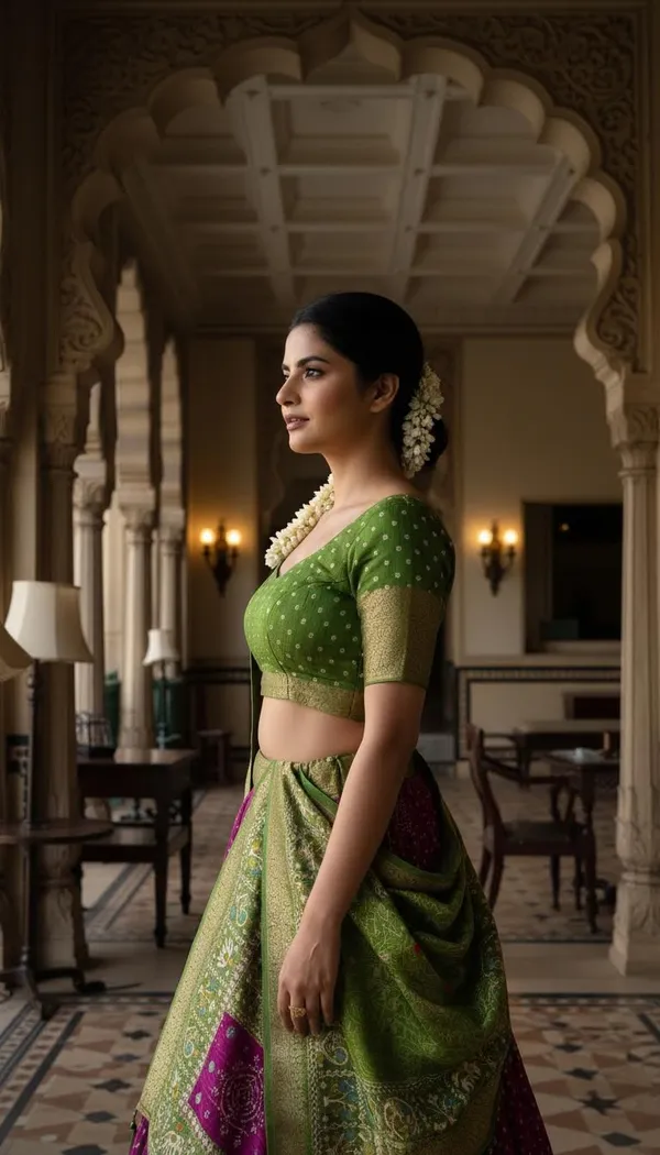 Wine_Lichi_Fabric_Jacquard_Jari_Print_Lehenga_Choli_For_Women