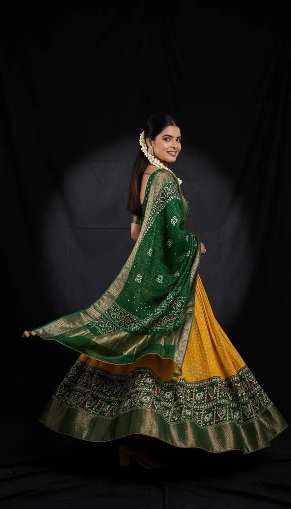 Yellow_Lichi_Fabric_Jacquard_Jari_Print_Lehenga_Choli_For_Women