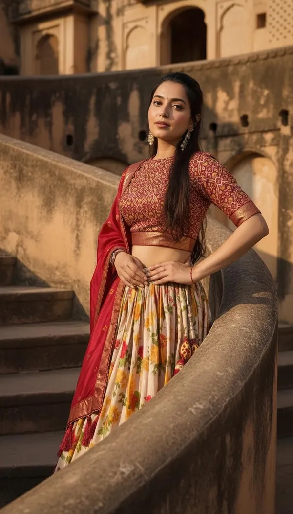 Red_Dola_Silk_Patola_Print_Lehenga_Choli_For_Women