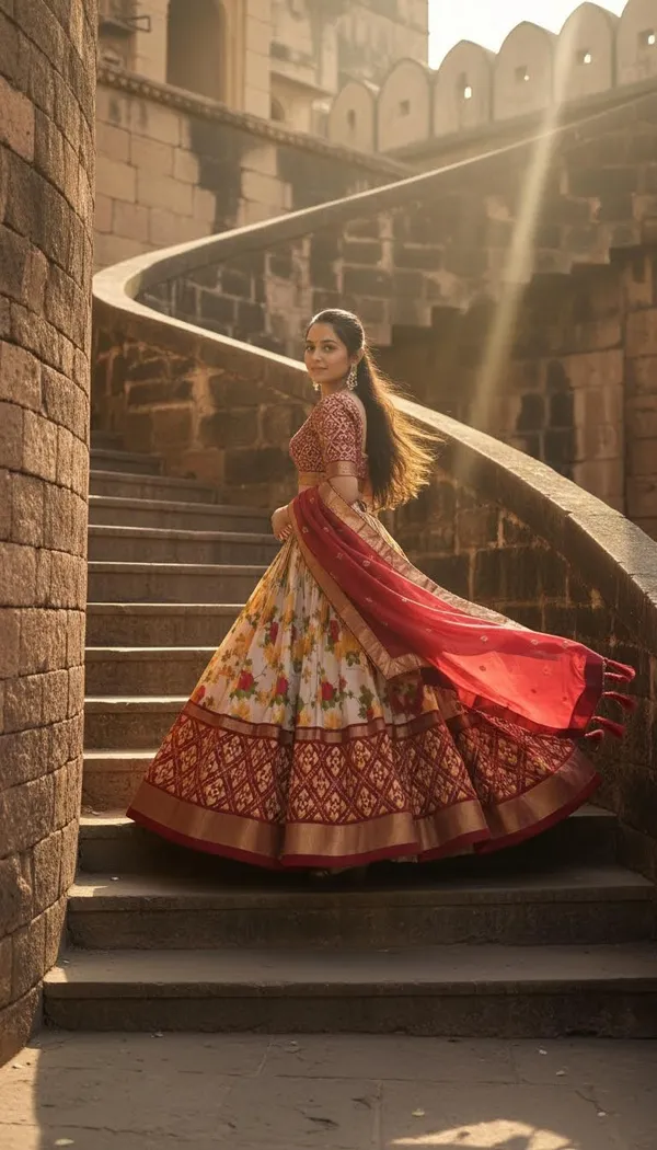 Red_Dola_Silk_Patola_Print_Lehenga_Choli_For_Women