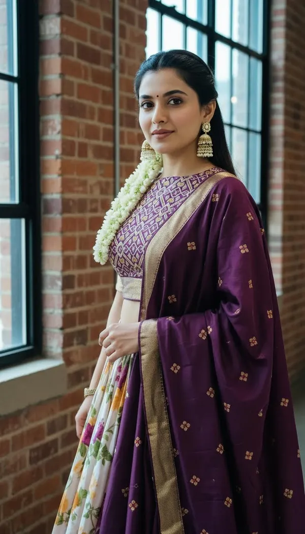 Wine_Dola_Silk_Patola_Foil_Print_Lehenga_Choli_For_Women