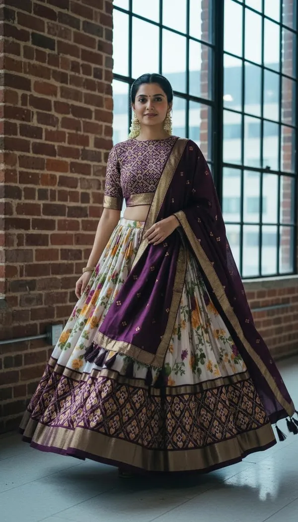 Wine_Dola_Silk_Patola_Foil_Print_Lehenga_Choli_For_Women