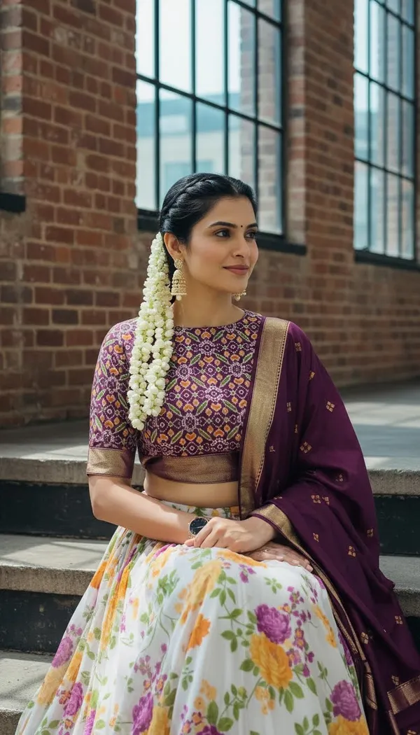 Wine_Dola_Silk_Patola_Foil_Print_Lehenga_Choli_For_Women