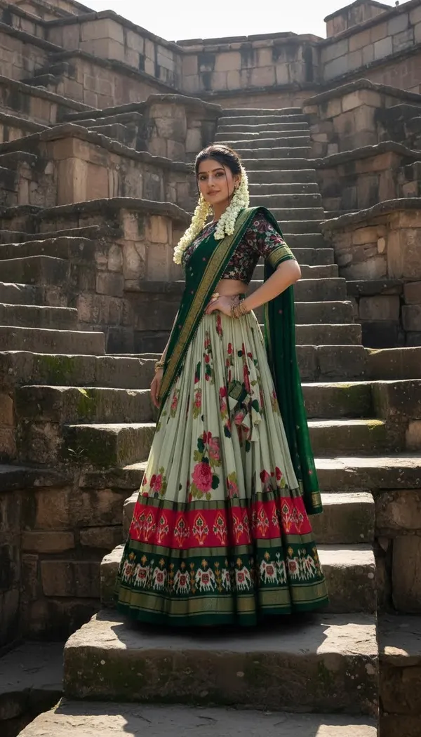 Green_Dola_Silk_Patola_Foil_Print_Festive_Lehenga_Choli_For_Women