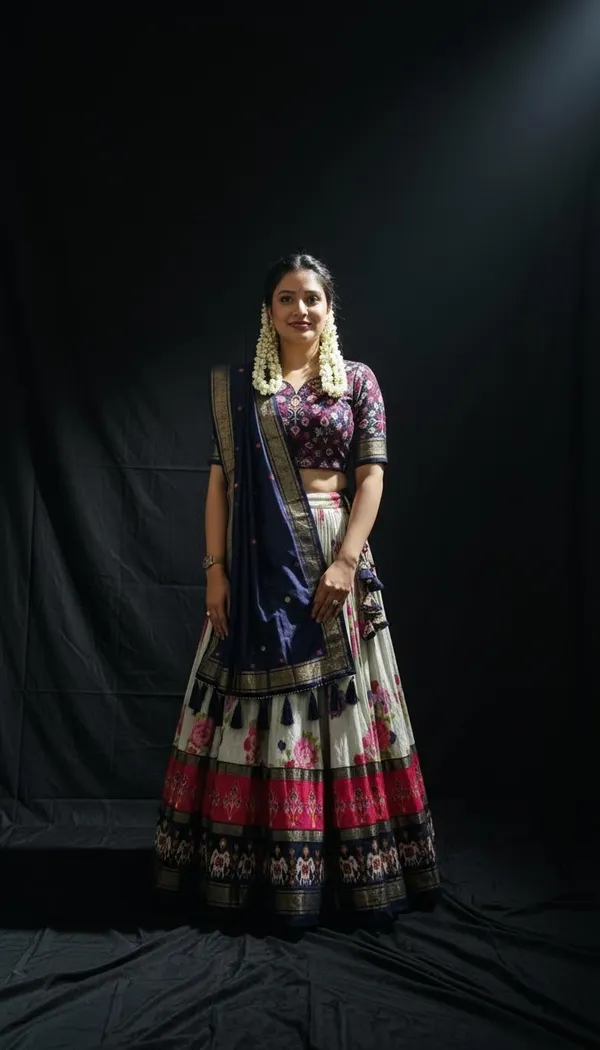 Navy_Blue_Dola_Silk_Patola_Foil_Print_Festive_Lehenga_Choli_For_Women