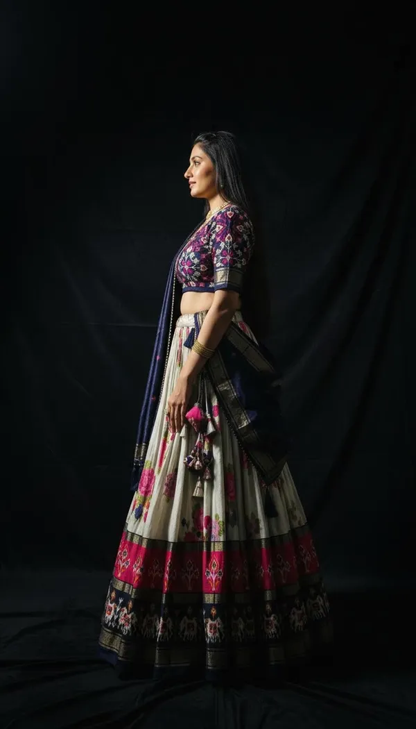 Navy_Blue_Dola_Silk_Patola_Foil_Print_Festive_Lehenga_Choli_For_Women