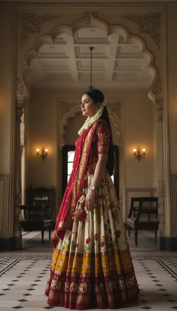 Red_Dola_Silk_Patola_Foil_Print_Festive_Lehenga_Choli_For_Women