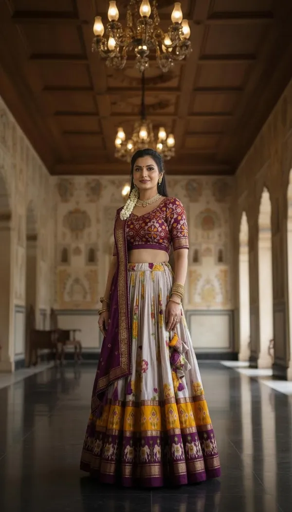 Wine_Dola_Silk_Patola_Foil_Print_Festive_Lehenga_Choli_For_Women