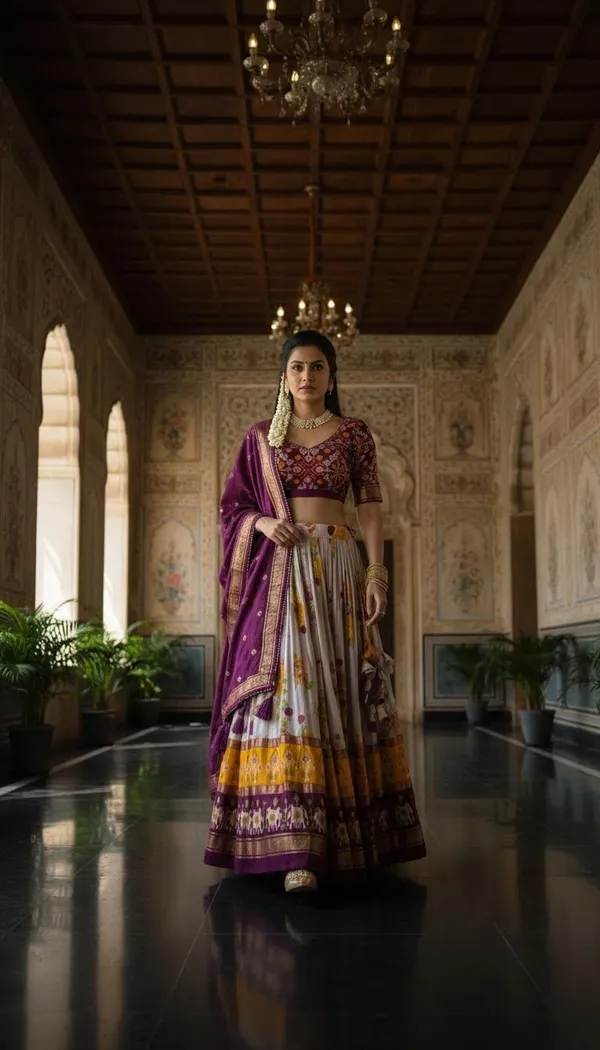 Wine_Dola_Silk_Patola_Foil_Print_Festive_Lehenga_Choli_For_Women