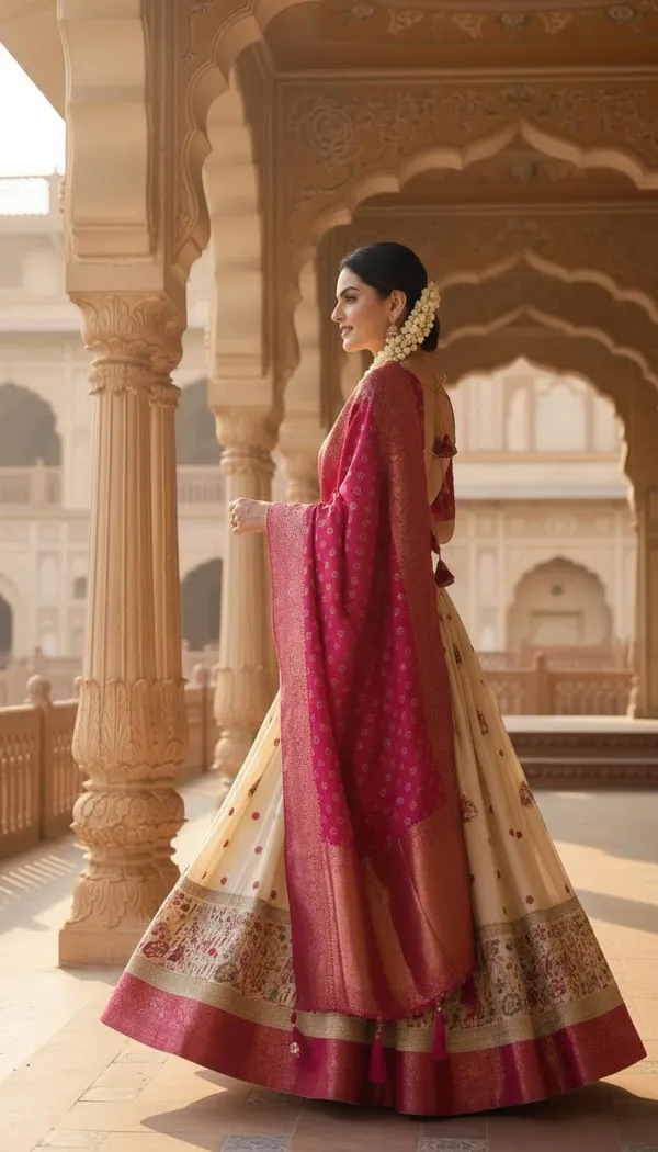 Pink_Lichi_Fabric_Jacquard_Jari_Print_Lehenga_Choli_For_Women