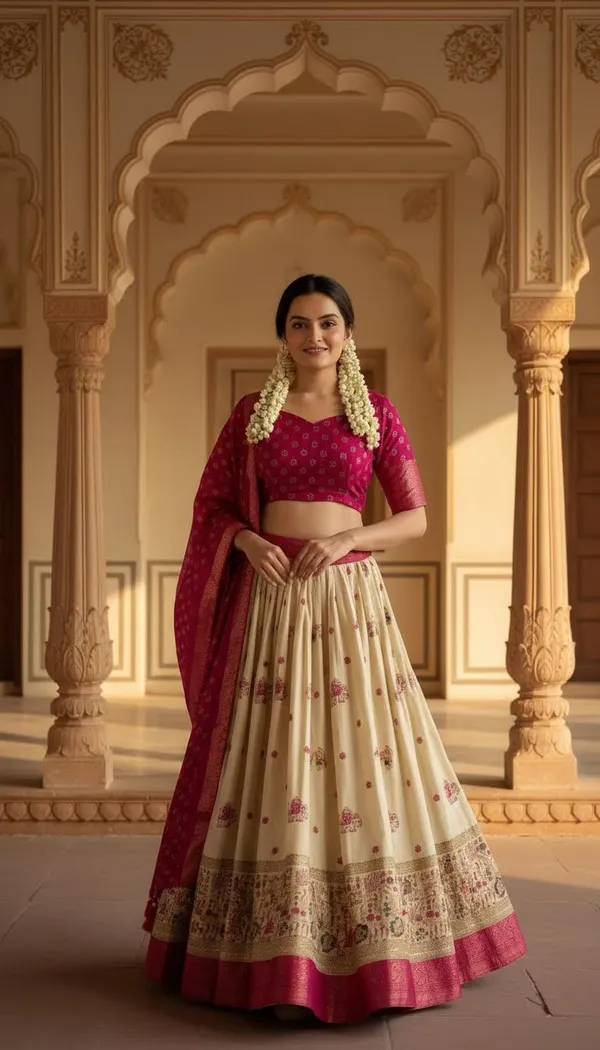 Pink_Lichi_Fabric_Jacquard_Jari_Print_Lehenga_Choli_For_Women