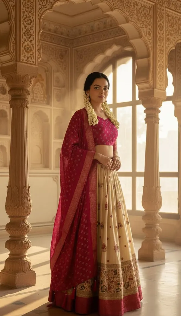 Pink_Lichi_Fabric_Jacquard_Jari_Print_Lehenga_Choli_For_Women