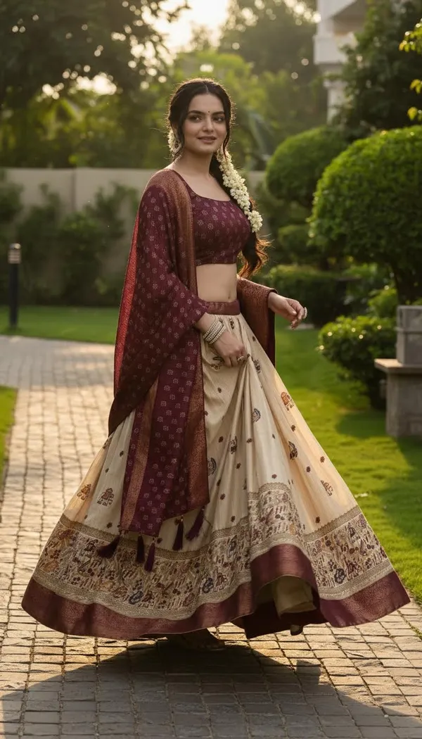 Wine_Dola_Silk_Jacquard_Lehenga_Choli_For_Women