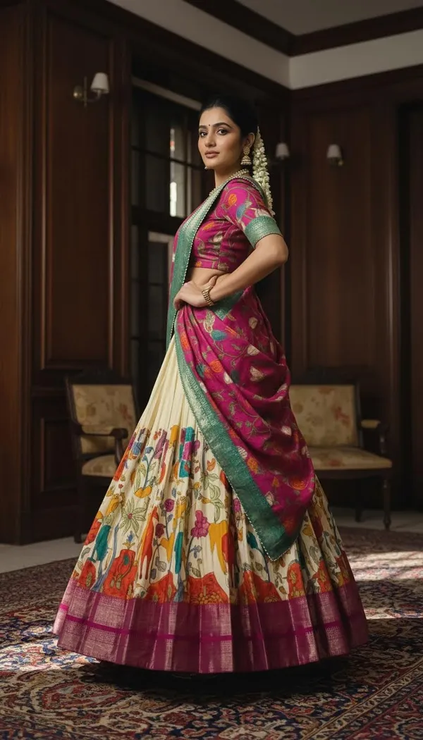 White_Dola_Silk_Patola_Print_Foil_Work_Lehenga_Choli_For_Women
