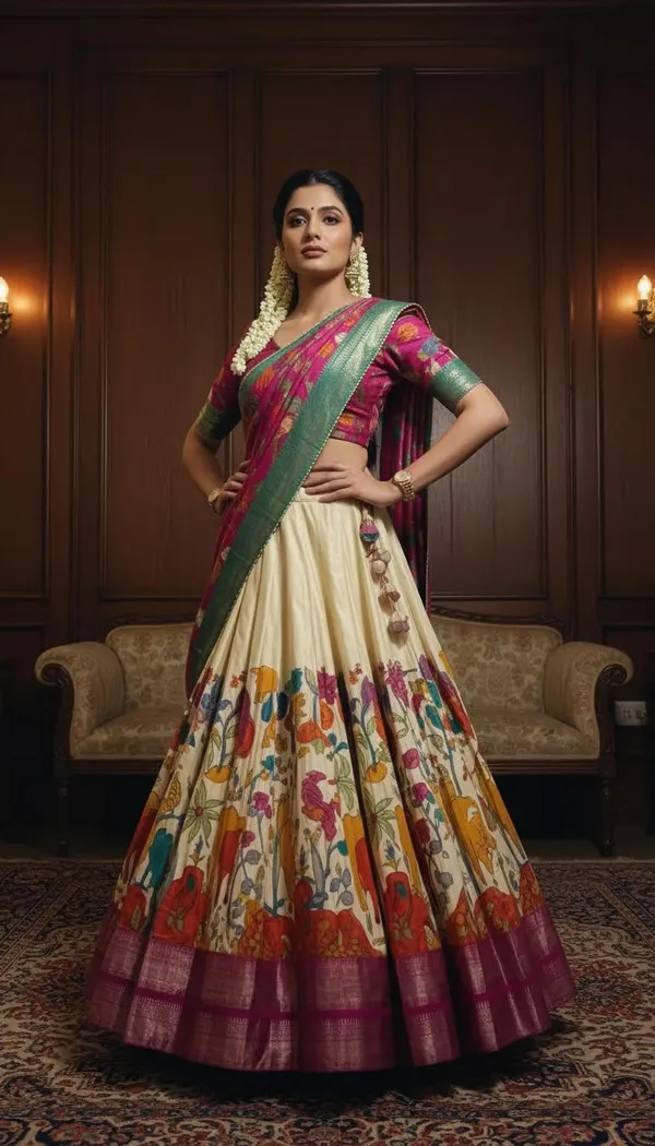 White_Dola_Silk_Patola_Print_Foil_Work_Lehenga_Choli_For_Women