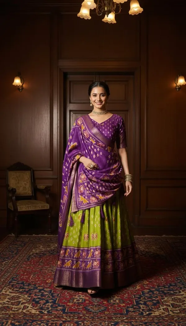 Parrot_Green_Dola_Silk_Jacquard_Jari_Lehenga_Choli_For_Women