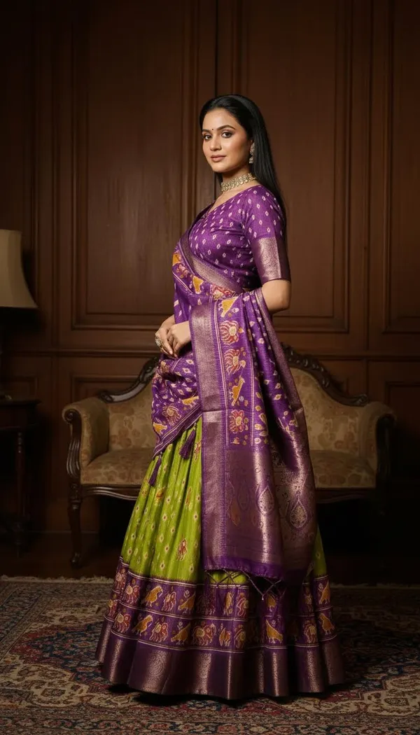 Parrot_Green_Dola_Silk_Jacquard_Jari_Lehenga_Choli_For_Women