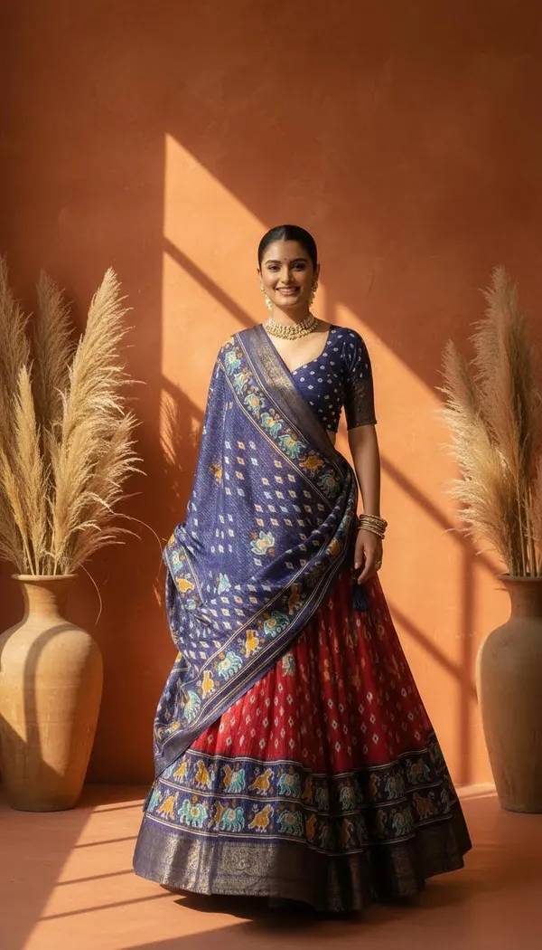 Red_Dola_Silk_Jacquard_Jari_Lehenga_Choli_For_Women